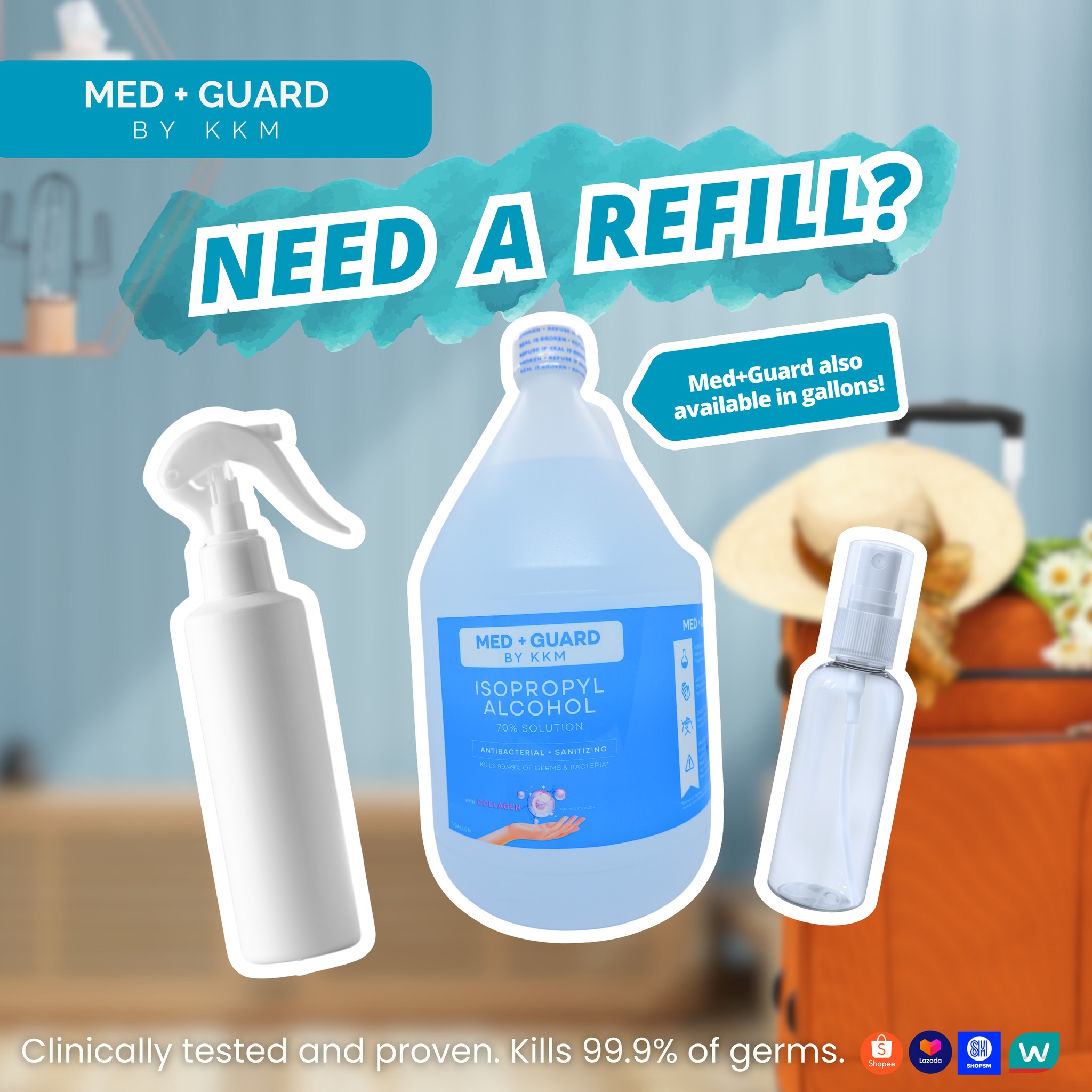 Med+Guard by KKM Isopropyl Alcohol 70% Solution with Moisturizer and Collagen Gallon